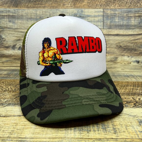 Rambo Unisex Trucker Hat Camp Sylvester Stallone First Blood 80s Action Cap - Picture 2 of 5